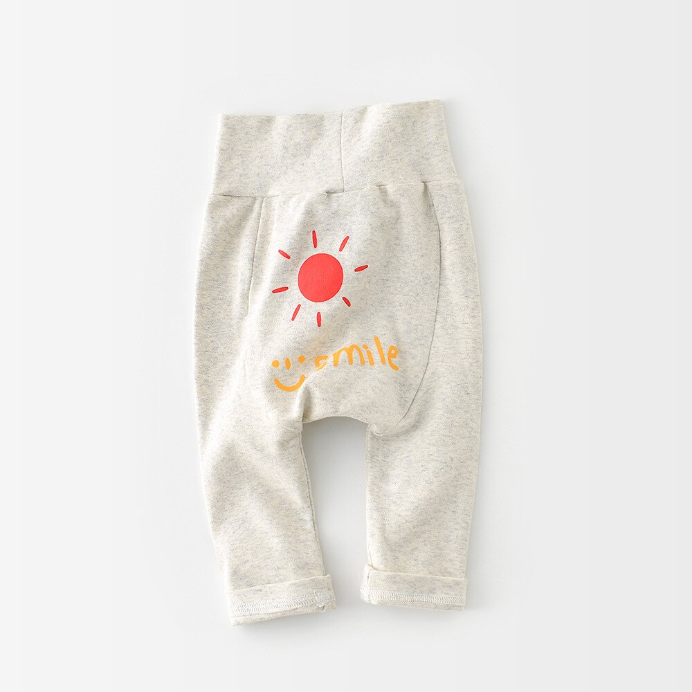 2022 primavera vestiti appena nati neonati pantaloni Casual ragazze del bambino simpatico cartone animato stampa motivo a strisce pantaloni a vita alta elastici: light grey / 12M 80cm