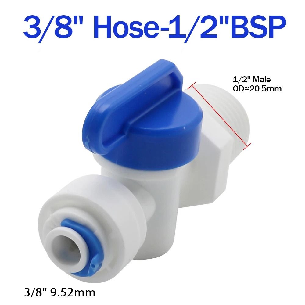 Plastic Kogelkraan 1/4 "3/8" Od Slang Snel Aansluiten Mannelijke Vrouwelijke Draad Mannelijke 1/2 "Vrouwelijke Reveser Osmose Aquarium Fitting: Black