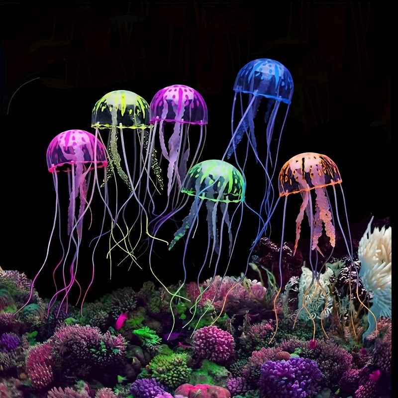 3/5 Stuks Lichtgevende Siliconen Kwallen Gebruikt Voor Aquarium, Kunstmatige Lichtgevende Aquarium Decoratie, Gebruikt Voor Aquatische Decoratie: Licht Groen