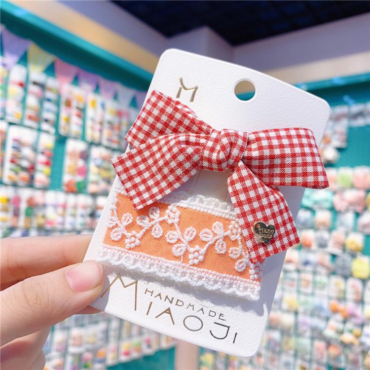 Koreanische Friseur freundlicher Kleine Gitter Bogen Haarnadel Nette Mädchen Bestickte Spitze Spitze Bb Clip Geburtstag Mädchen Haar Stift: 4