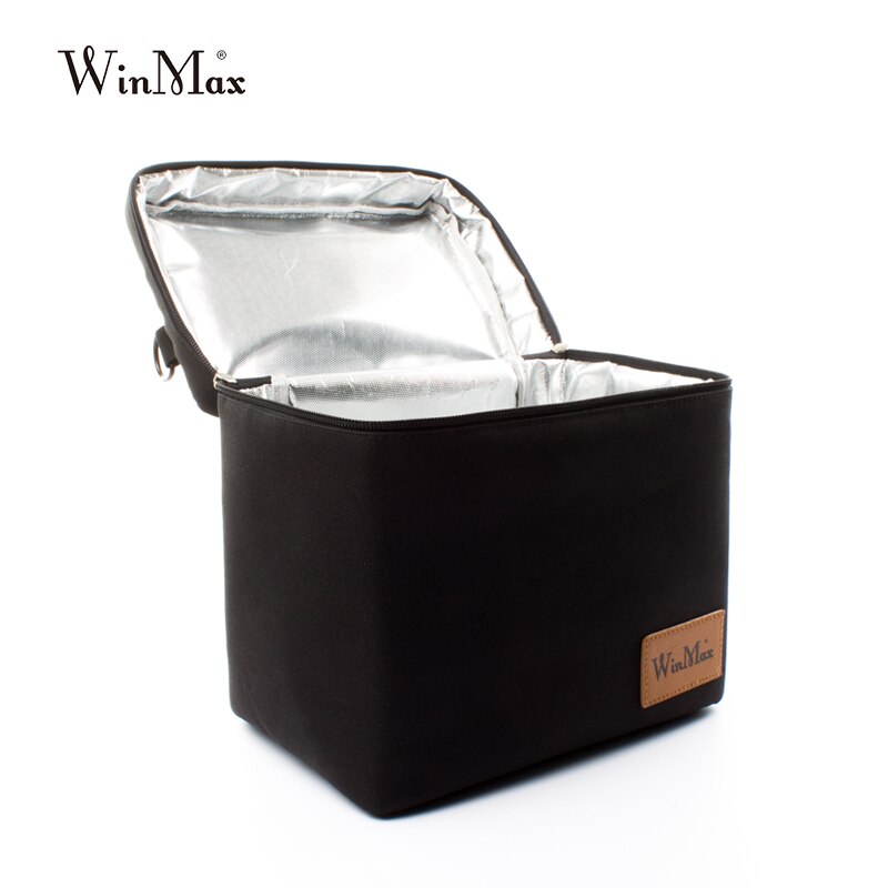 Winmax-sacs de déjeuner, noir thermiquement isolés, sortie d'usine, ensembles de boîtes de déjeuner quotidiens, aliments portables, garder un grand conteneur, sacs isothermes pour pique-nique
