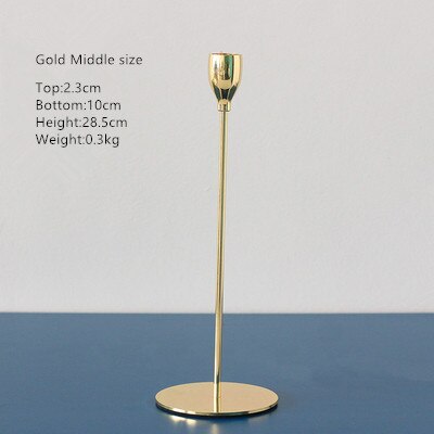 1pcs Luxury Gold Metal Wedding Candle Holders Home Decoration Living Room Decor Party Table Candlestick: middle gold