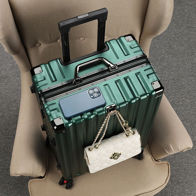 Aluminum Frame Suitcase Universal Wheel Boarding Rolling Luggage Lightweight Trolley Case Combination TSA Lock 20/22/24/26 Inch: Brown / 24Inches 600mm