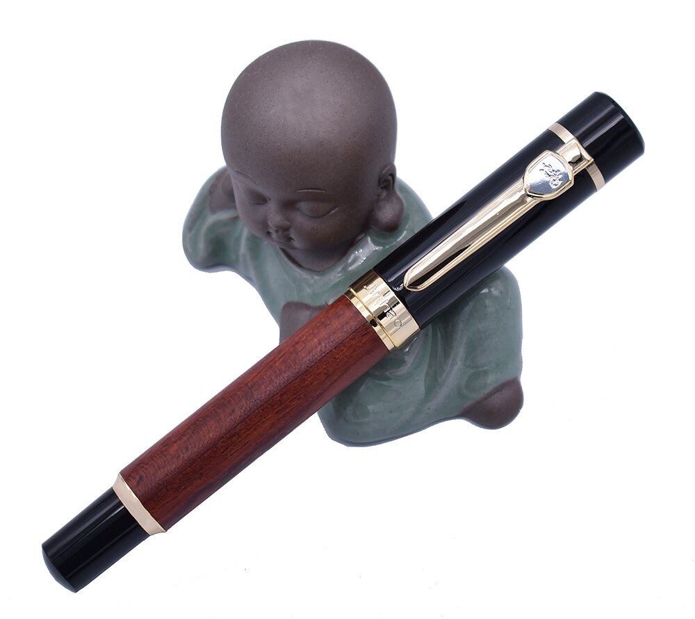 Jinhao Calligraphy Fountain Pen Bent Nib Natural Redwood Barrel, Fude Nib Big Size Writing Pen for Office School Home