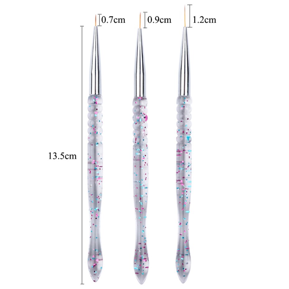 3 st akryl penslar set profession uv gel pensel penna nagellack konst prickfärg flower line verktygen för manikyr  ly1047