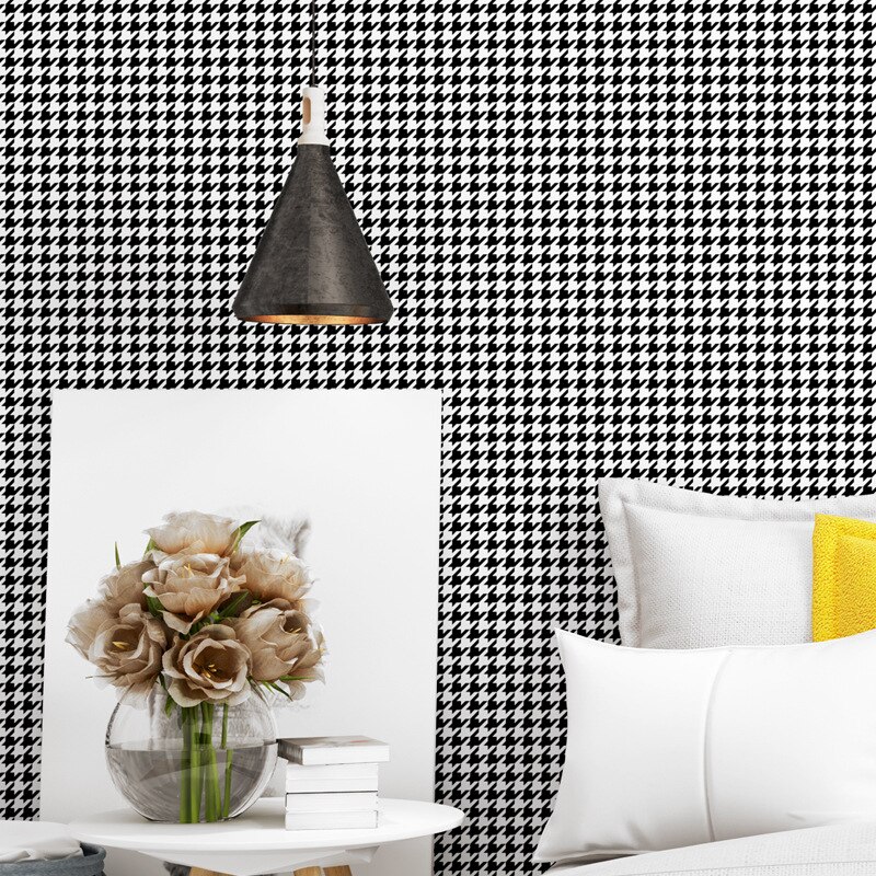 Pied de poule noir et blanc treillis papier peint moderne Simple plaine nord européen Style Ins chambre salon fond