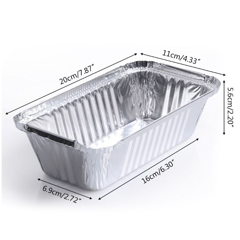 10 stuks wegwerp aluminiumfolie blikken bakvorm rechthoek brood cake bakplaat bbq  e7cb