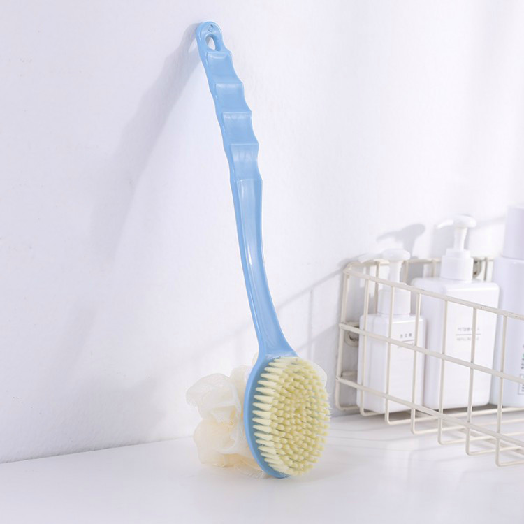 Long Handle Back Brush Body Scrubber Bath Shower Exfoliating Scrub Skin Massages Cleaning Shower Bathing Brush Tool: With bath ball Blue