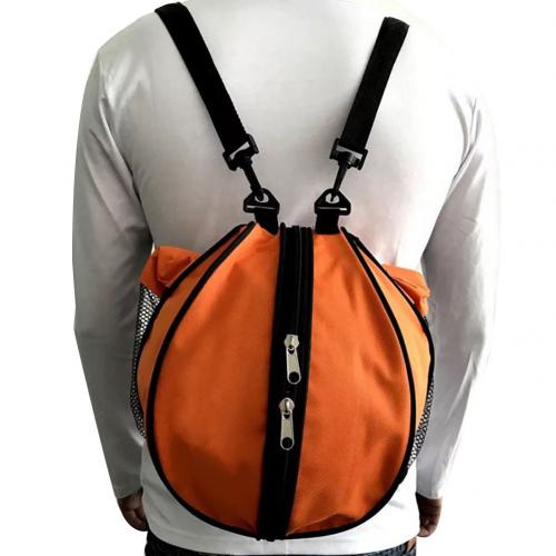 Bolsa de hombro de bola deportiva portátil, mochila de almacenamiento para baloncesto, fútbol, voleibol, bolso de mano, correa de hombro de forma redonda: Orange Backpack