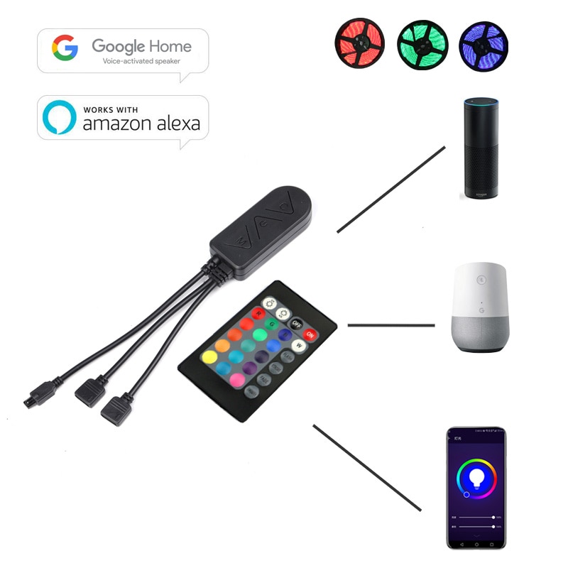 Smart led controller DC12-24V WIFI smart controller by APP remote work with Alex Google home for RGB/RGBWW light strip
