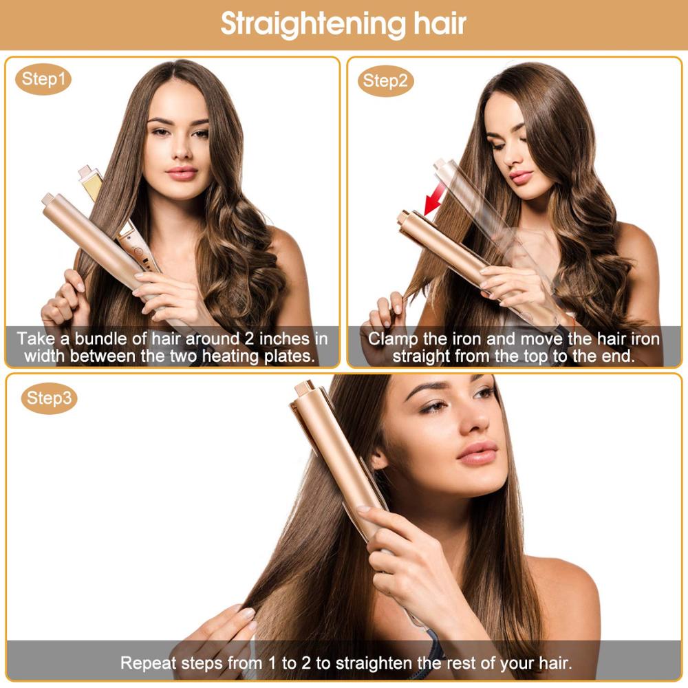 Twist Straightening Iron 2- in -1 Pro Hair Curler & Straightener with 3D Float Concave & Convex Titanium Flat Iron