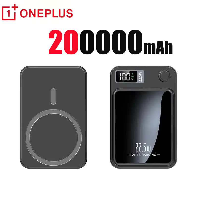 Oneplus 200000mAh Draadloze Magnetische Power Bank 22.5W Snel Opladen Draagbare Externe Batterij PowerBank Magsafe voor iPhone Huawei: green