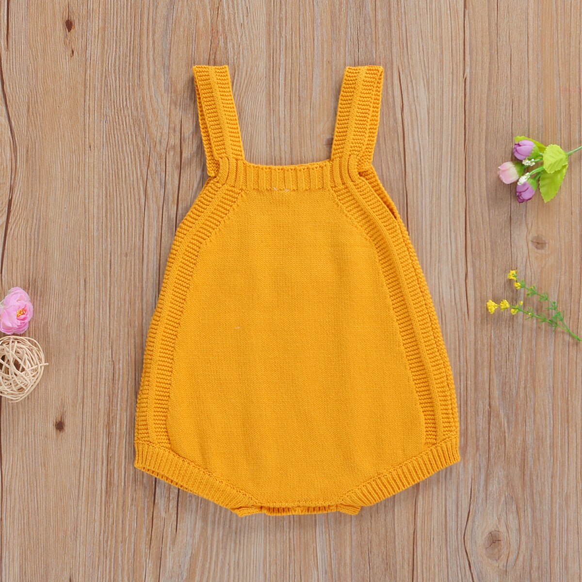 0-18m bebê infantil meninos meninas malha macacão sem mangas flores botão de impressão outono inverno amarelo macacões