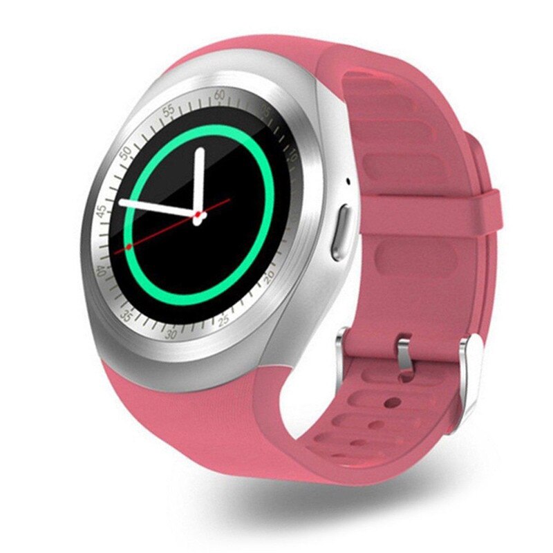 Bluetooth Y1 Smart Watch Relogio Android SmartWatch Phone Call GSM Sim Remote Camera Information Display Sports Pedometer: Pink