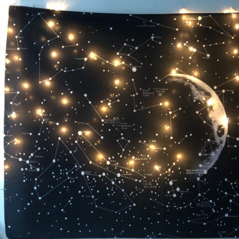 Sterrenhemel Ins Wandtapijten Lamp Achtergrond Doek Cosmic Maan Gedrukt Tapestry Decoratieve Opknoping Doek Woonkamer Decoratie