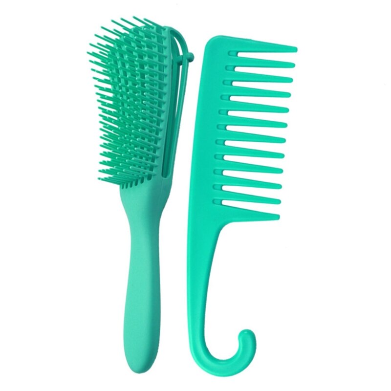 2 Pack Detangling Brush Set Wide Tooth Comb for Curly Hair Textured 3a to 4c R3MF
