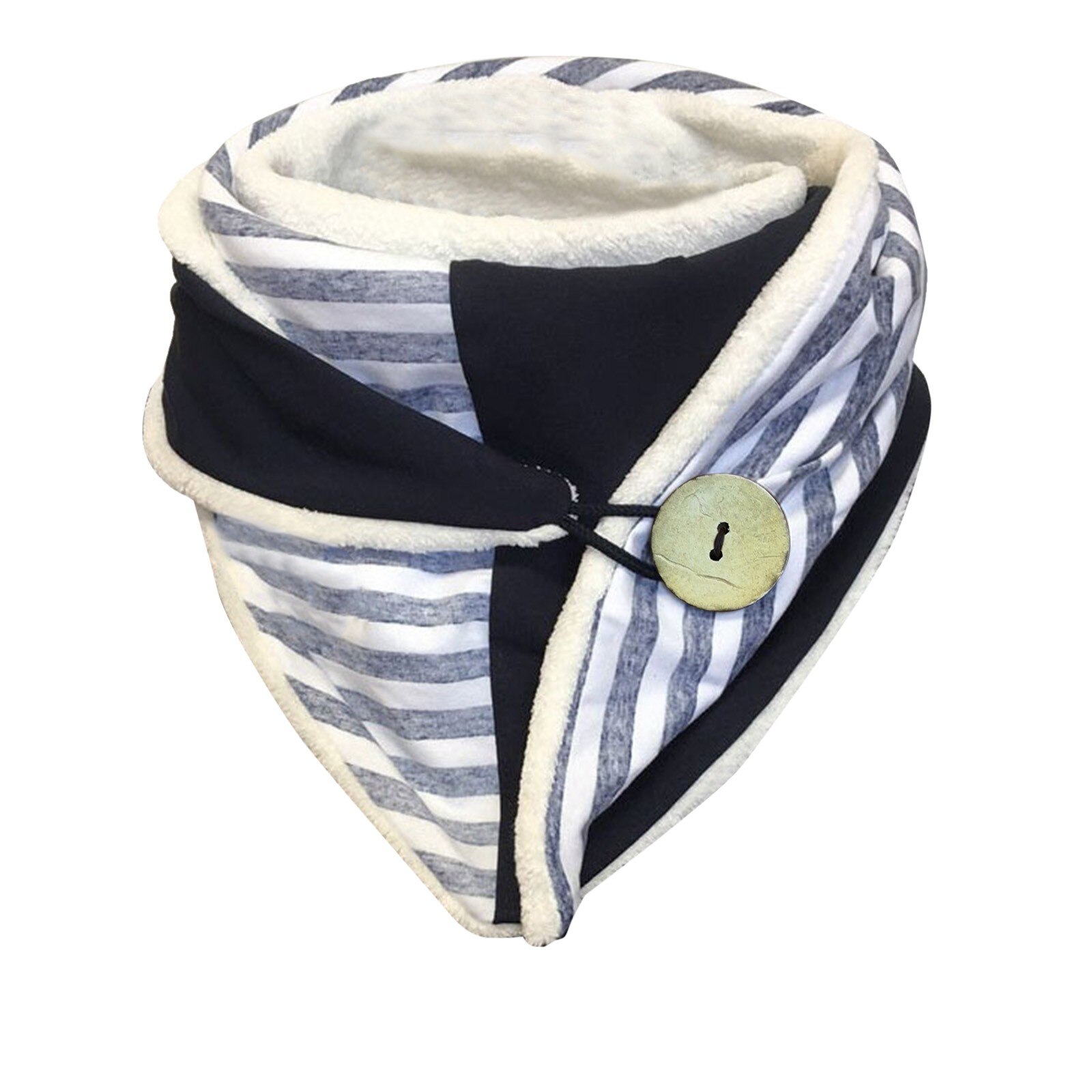 Women Winter Knitting Thicken Scarf Striped Printing Scarf Retro Multi-purpose Wool Shawl Button Scarf Soft Wrap Shawls