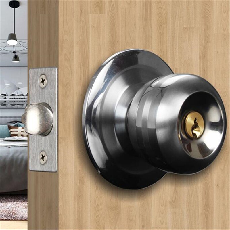 Rund kugle privatliv dørknop badeværelse håndtag lås med nøgle til hjemmedør hardware forsyninger – Grandado