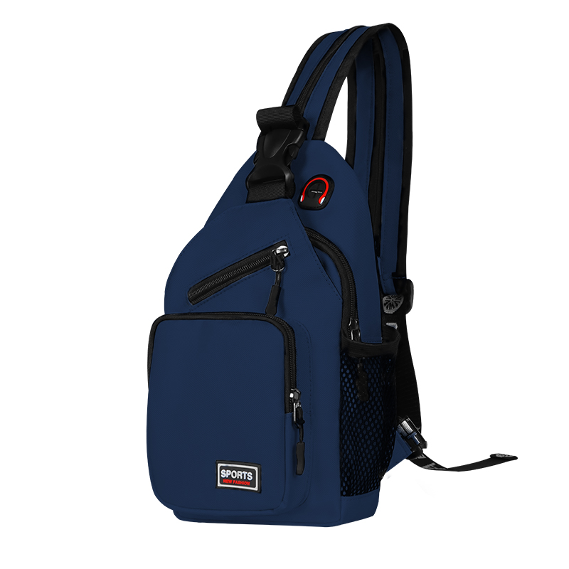 Polarshe Travel Heren Borstschoudertas Met Oortelefoongat Sportborsttas Crossbody Mini Dames Heuptas Multifunctionele rugzak: Blauw