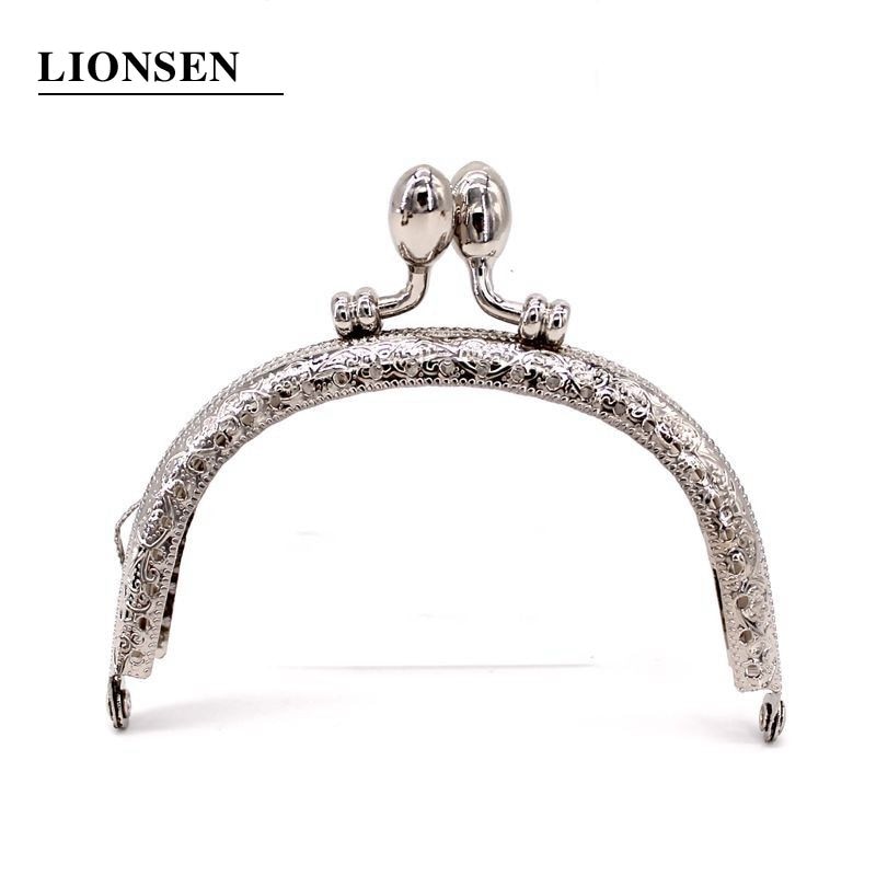 LIONSEN 9.5cm Bud Retro Round Metal Purse Frame Handle for Clutch Bag Coin Kiss Clasp Lock Antique Bronze Hardware Bag Accessory