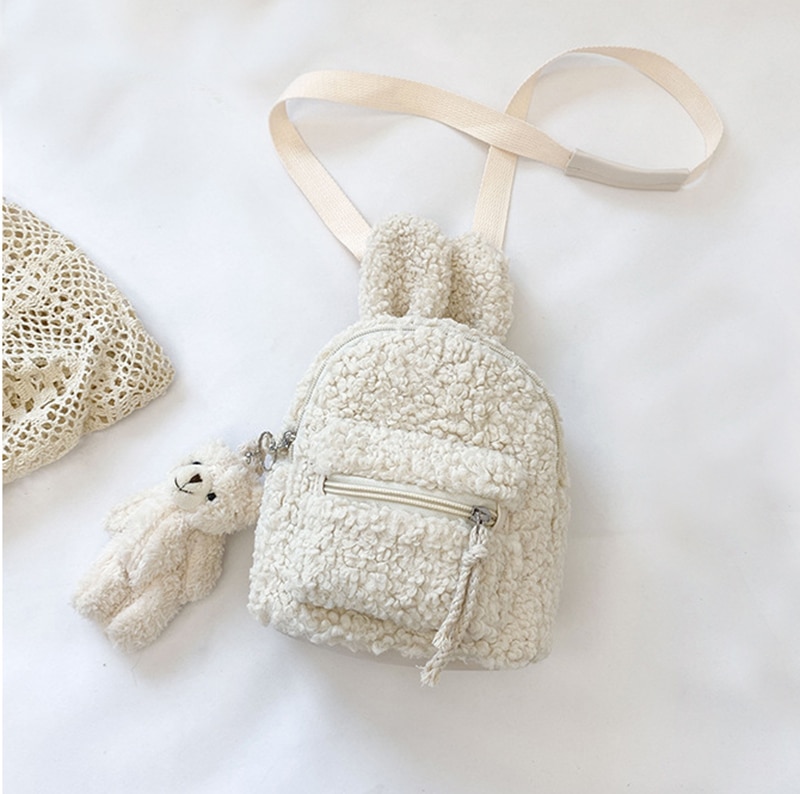 Children's Plush Multi-Functional Kids Backpack Girls Lovely Rabbit Ears Shoulder Bag 3D Cartoon Animal Backpack