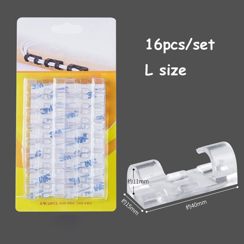 Home essentials set Finisher Wire Clamp Socket Holder Self-adhesive Cable Organizer Line Cable Clips Wire Clamps Cable Winder: Transparent L