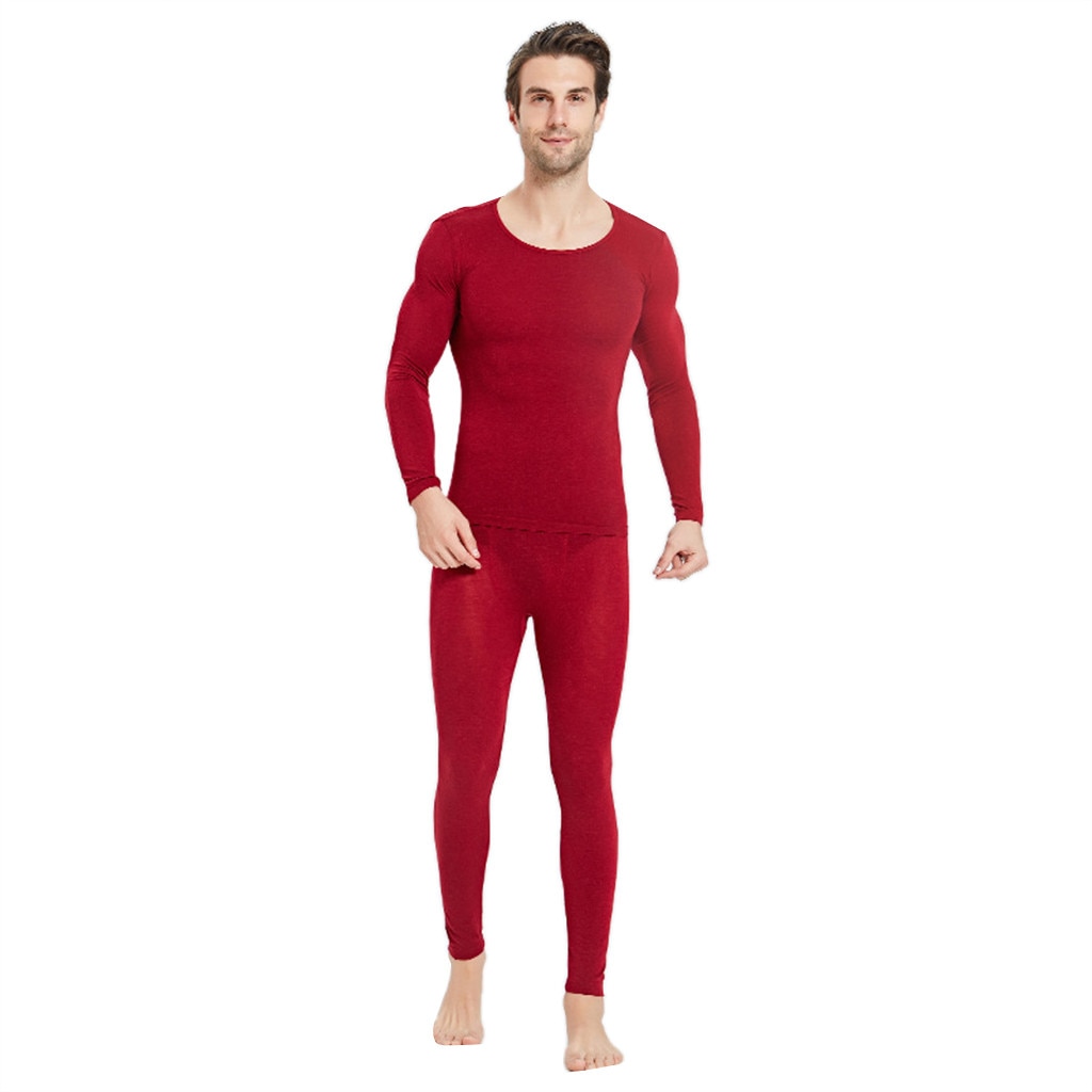 Long Johns Thermal Underwear Winter Warm Mens Thermal Underwear Set Thermal Clothes long underwear Camiseta Termica Hombre: Red