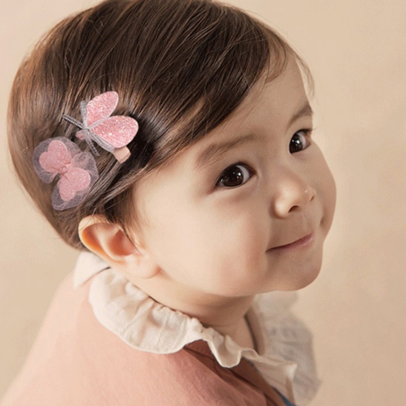 Hair Pin 2 Pcs Cloth Baby Girls Bow Headdress Cute Hair Pin Bangs Baby Side Clip Hair Accessories