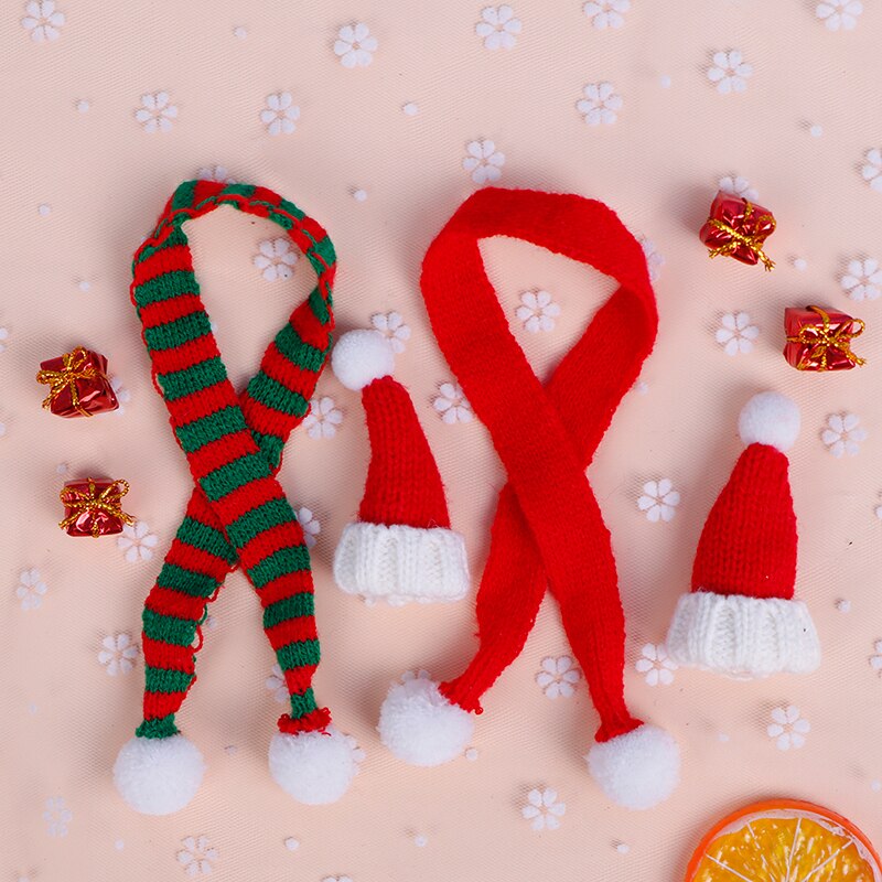 Cute 1Set 1:12 Dollhouse Christmas Hat Box Scarf Model Set Decor Accessories