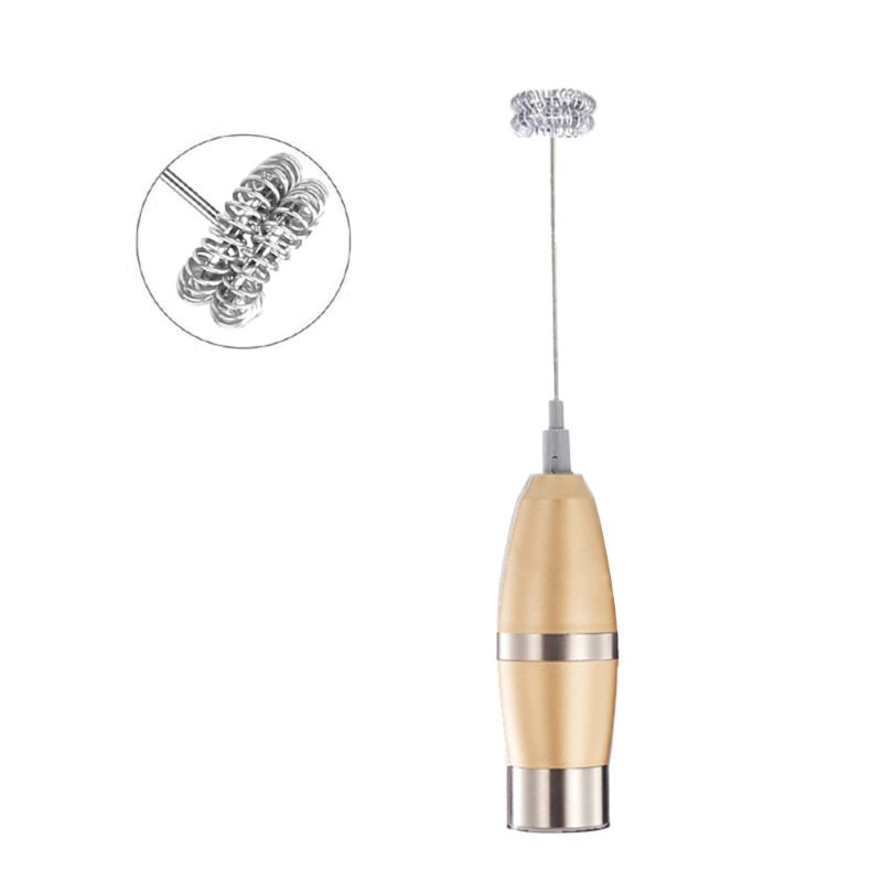 Double Spring Whisk Head Electric Milk Frother Stainless Steel Handheld Milk Foamer Drink Mixer for Coffee Cappuccino U1JE