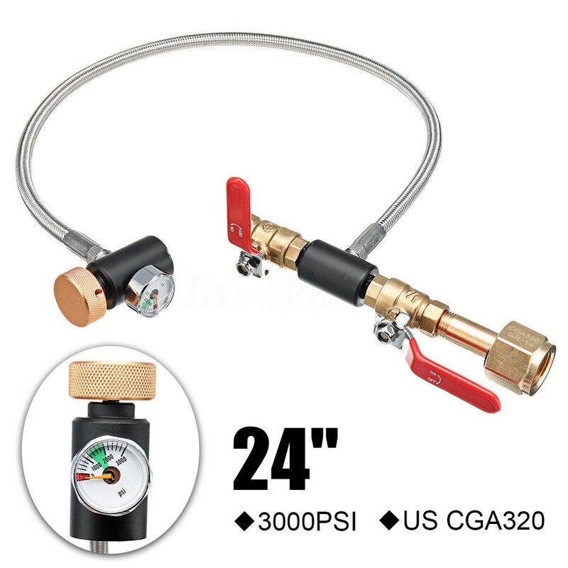 Top G1/2 CO2 Cylinder Refill Adapter Hose, CO2 Refill Station Connector Kit for Filling Soda Maker for Sodastream Tank