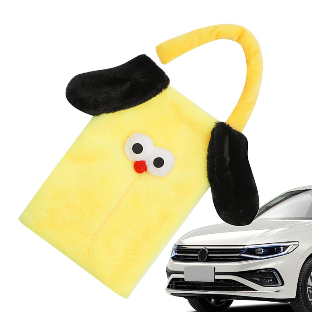 Auto Tissue Spender Cartoon Hund Tissue Cover Veranstalter kreative Sitz lehne Tissue Box Soft Tissue Cover Organizer für Auto nach Hause: WHITE