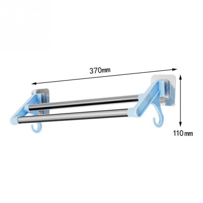 Towel Racks Double Sticks Holders Stainless Steel Wall-mounted Towel Rail Rack Bathroom Kitchen Punch-free Storage Shelf