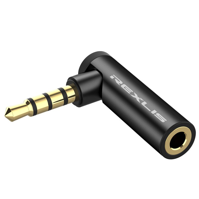 Adattatore Audio da 90 gradi 3.5mm cavo adattatore convertitore CTIA OMTP per cuffie placcato in oro per altoparlanti per amplificatore per Notebook auricolari: Black / 2PCS