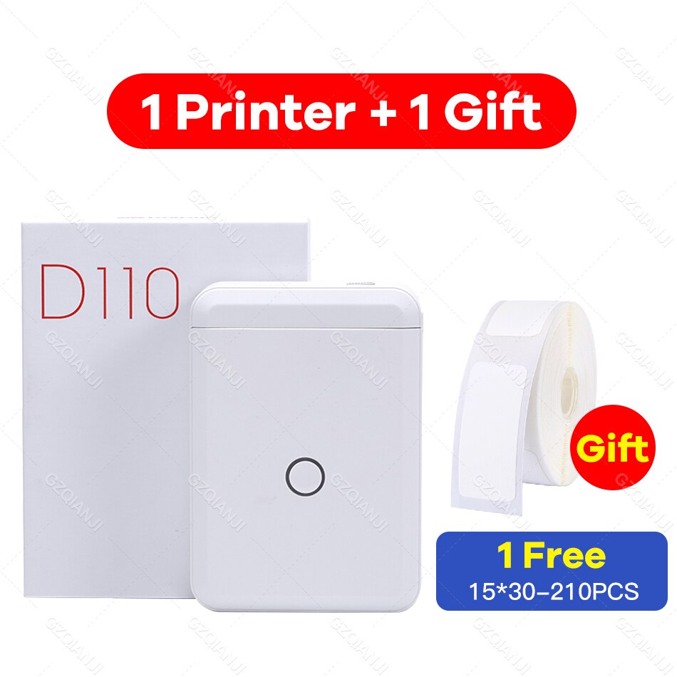 Niimbot  d110 etiketprinter mini klistermærke papirrulle transparenter trådløs bluetooth telefonprinter etiket prisskilt udskrivning etiket: 1 printer