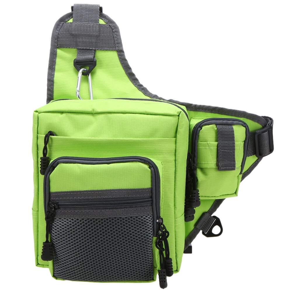 Bolsa de aparejos de pesca impermeable, paquete de eslinga para deportes al aire libre, bolso de hombro tipo bandolera para pesca, senderismo, viaje, bolsa de pesca: green