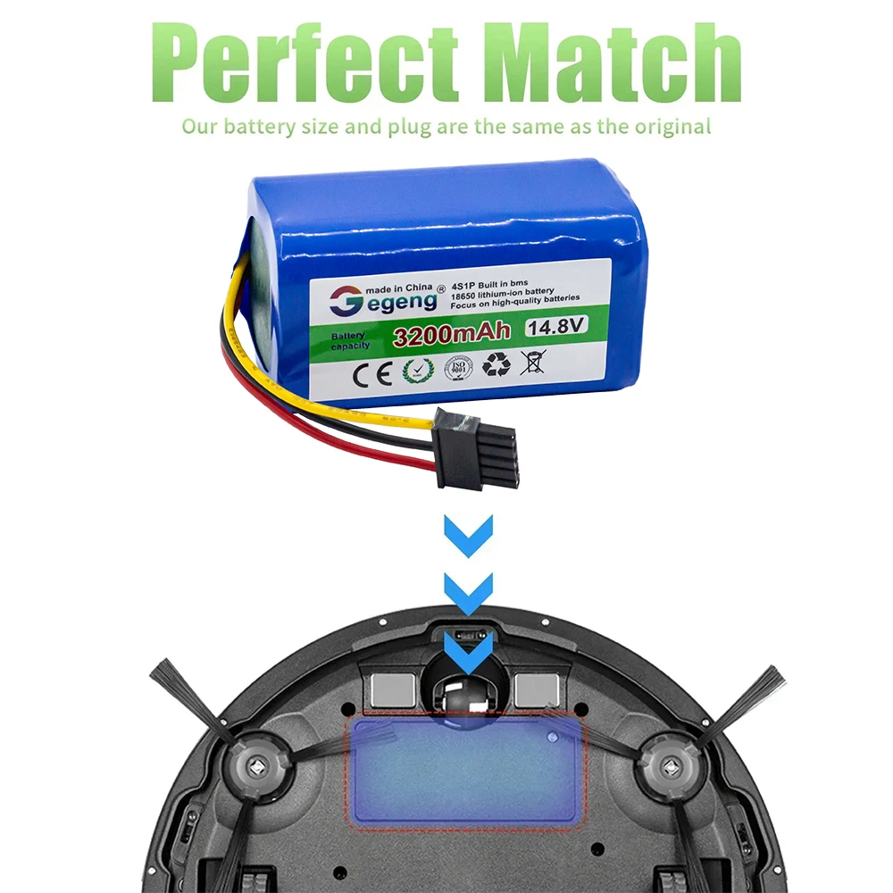 14.4v/14.8v 3500 mah-akku für xiaomi mi home 3c enhanced edition staubsauger/mi robot vacuum-mop 2 lite /c103/e10c akku