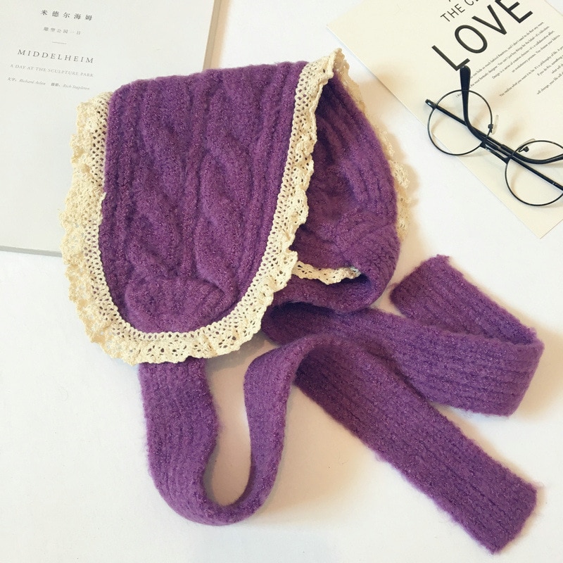 Oreillettes en dentelle pour bébés filles, couvre-oreilles en laine tricoté pour l'hiver, de Style japonais et coréen, mignon et bambins