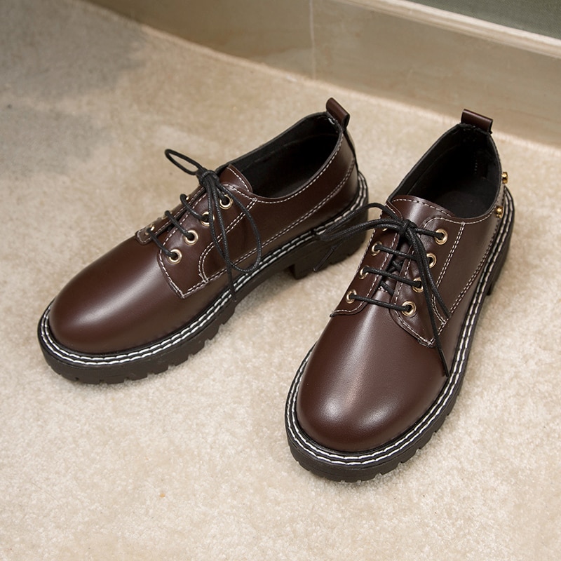 Brune oxfords kvinder bløde lædersandaler kvinder sorte vintage sko loafers platform sandeler brune oxfords til kvinder