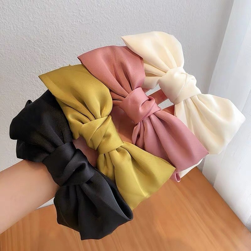 Mode Meisjes Haarbanden Big Bows Hair Lint Vrouwen Satijnen Haarband Paardenstaart Leuke Hoofdbanden Haar Accessoires Voor Dagelijks