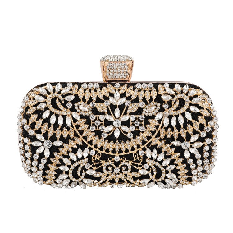 Kvinner rhinestone clutch bag gull veske håndveske luksus bryllup beaded krystall kveld veske diamant skuldervesker