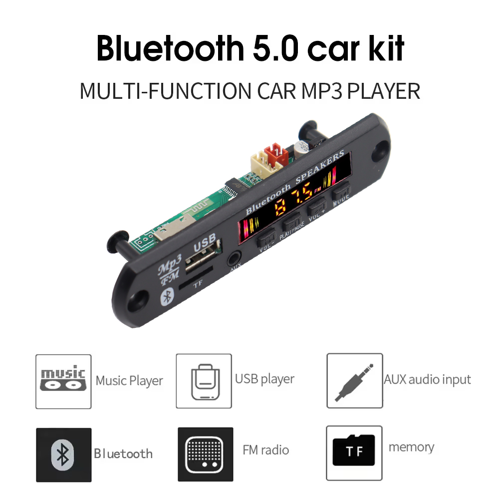 Bluetooth 5.0 MP3-Player Decoder Board FM Radio TF USB 3,5 mm AUX-Modul Bluetooth-Empfänger Carkit Audio V20