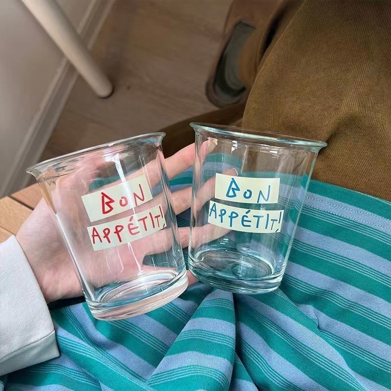 Taza de agua diaria para el hogar, 350ML, café, Latte helado americano, bebida, jugo, bebida fría, taza de vidrio transparente clásica Simple
