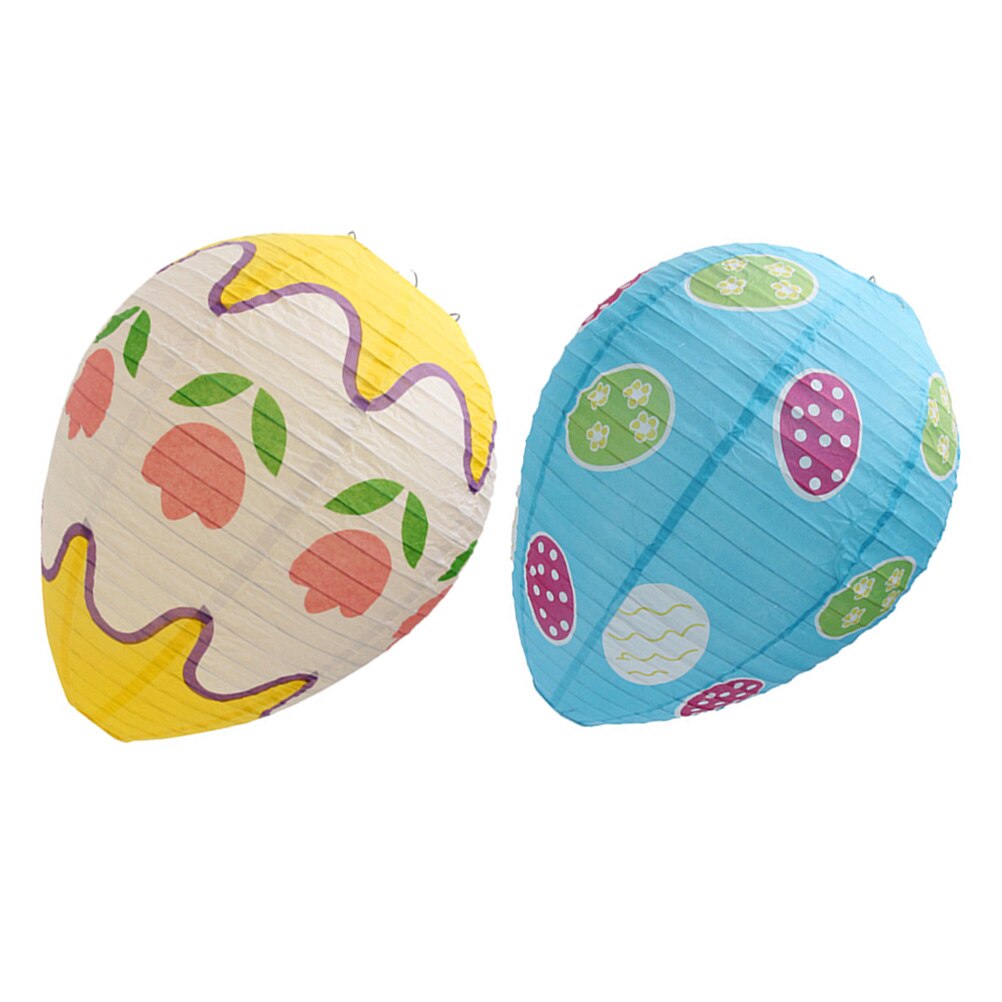 2Pcs Easter Egg-shaped Lantern Easter Party Lanterns DIY Paper Lantern: Default Title