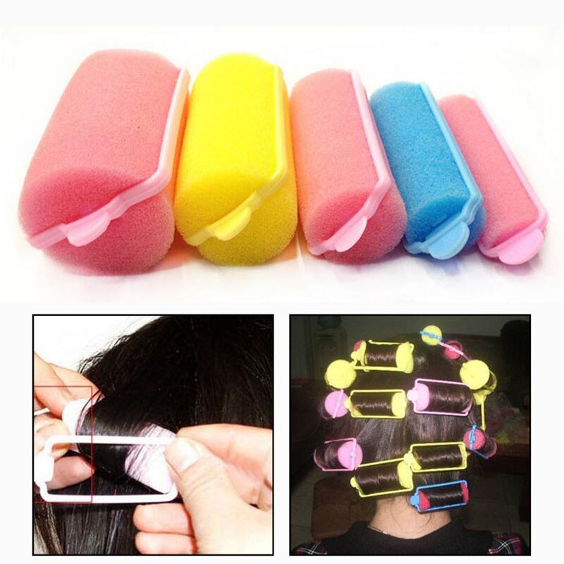 10pcs Gesp Zachte Spons Foam Hair Curler Roller Curling Styling Salon Kapper Kappers Hairstyling Twist Gereedschap Kit