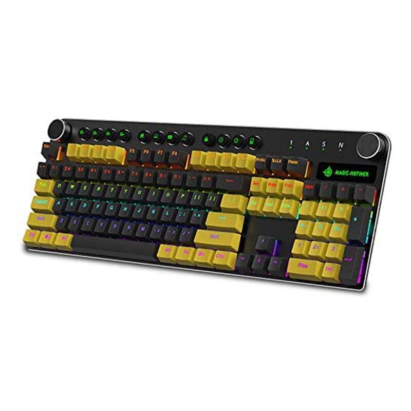 IC-REFINER MK13 104 Key USB Wired Mechanical Gaming Keyboard LED Backlit PBT Keycap Notebook Desktop Keyboard