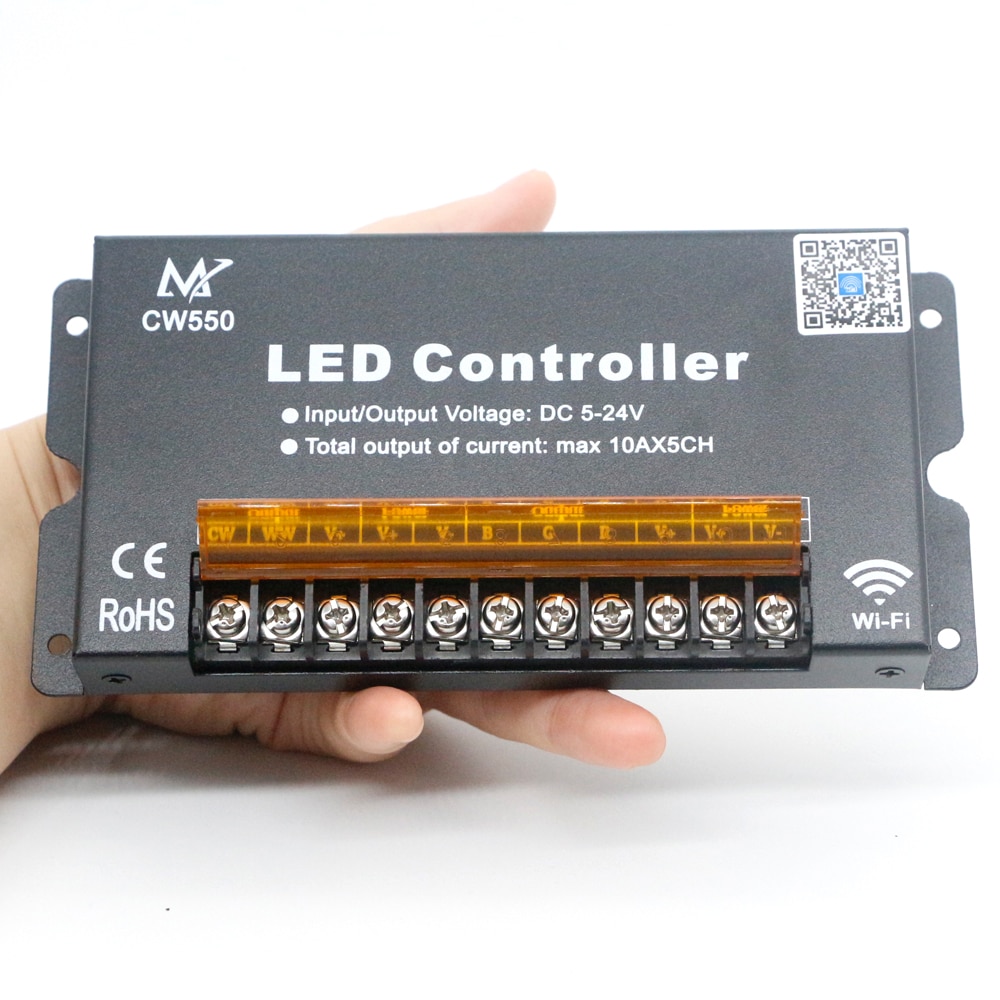 High Speed 50A wifi 5IN1 LED strip smart Controller IOS Android For Single color/CCT/RGB/RGBW/RGB+CCT Led Strip light DC 5-24V