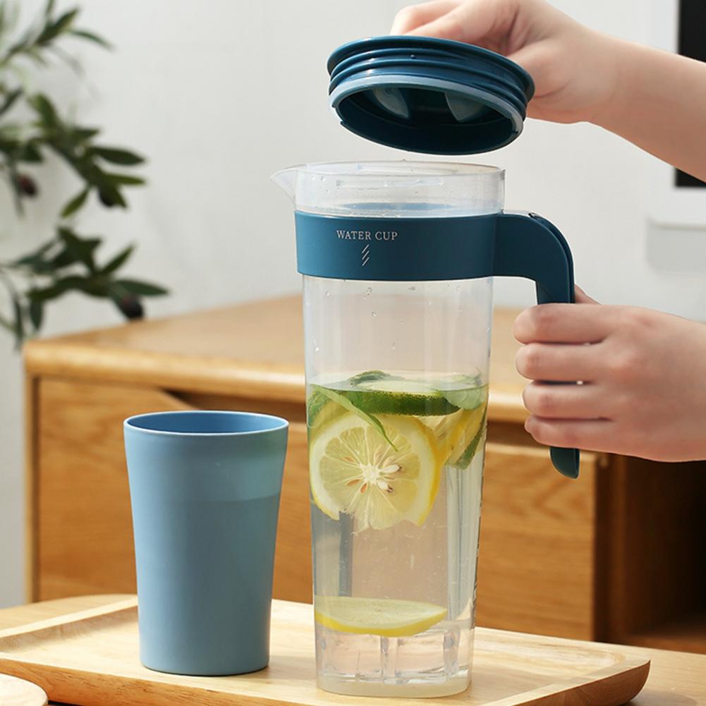 1 Set 1000ml Plastic Water Pot Cold Water Bottle Handle Water Kettle Transparent Large Capacity Safe Healthy Plastic Water Cups