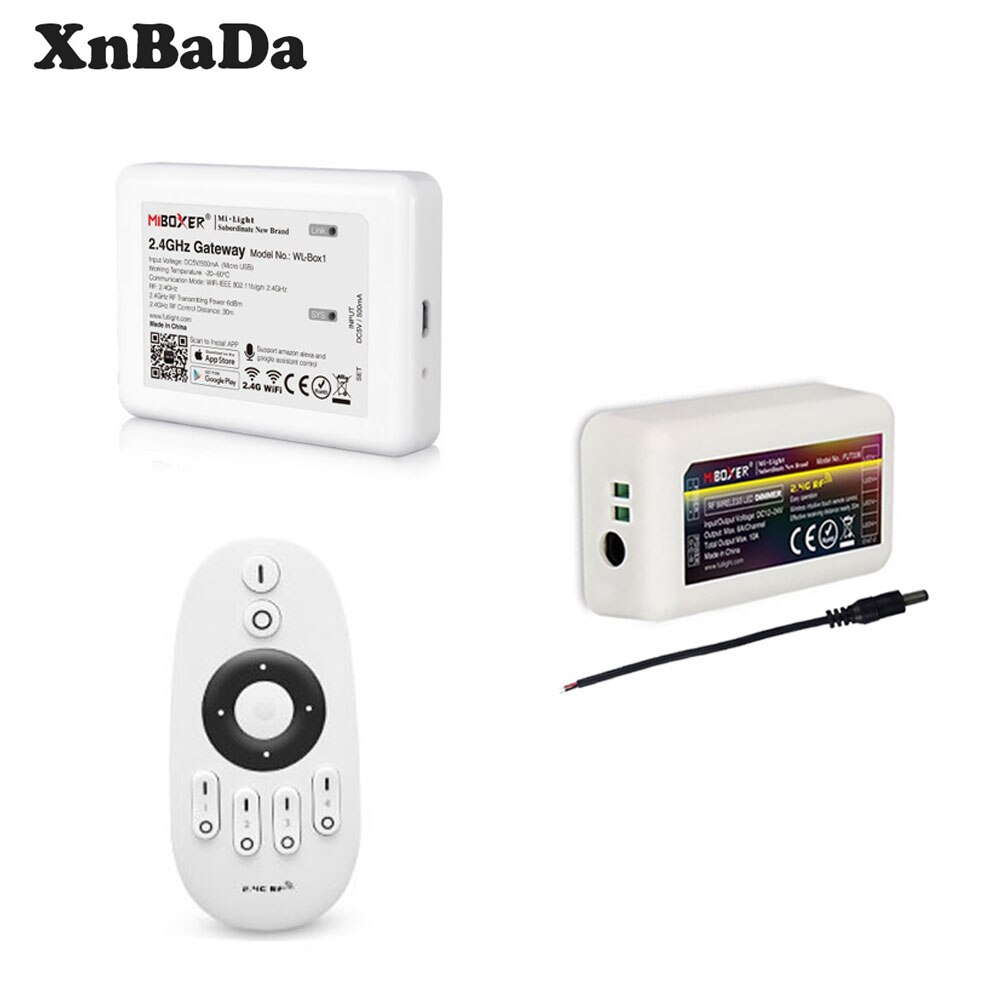 Milight LED Controller Kit FUT007 Remote 2.4G 4-Zone Dimmer Controller WL-Box1 WIFI For 2835 5050 Single Color Light DC12-24V: Combination 1