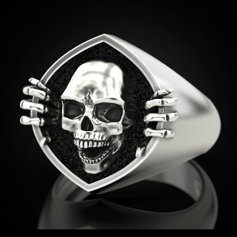 Hip-Hop Mannen Schedel Ringen Ghost Head Horror Skelet Skull Ring Gothic Punk Rock Biker Sieraden Accessoires